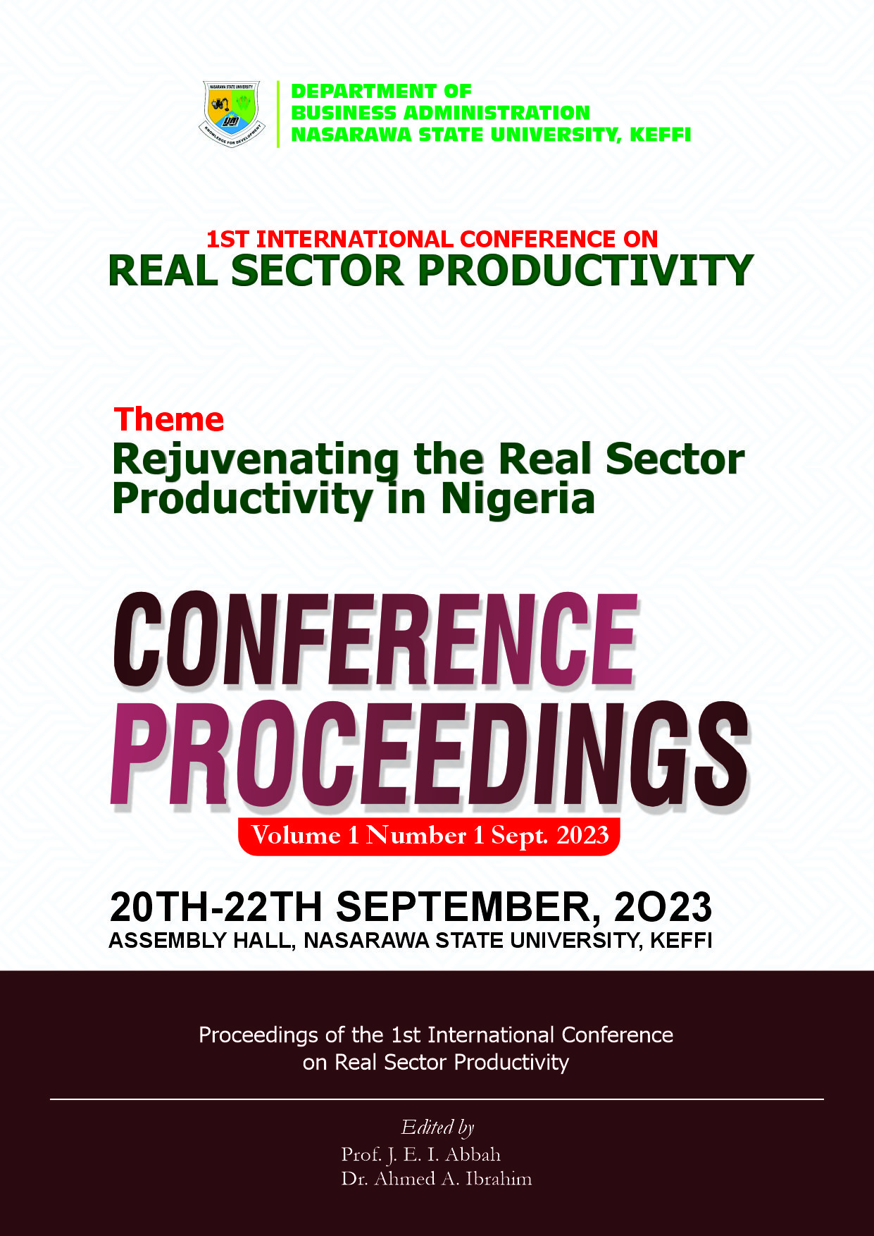 Conference Proceedings Volume 1 Number 1 September, 2023